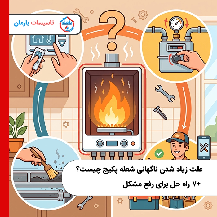 علت زیاد شدن ناگهانی شعله پکیج چیست؟ +7 راه‌ حل برای رفع مشکل